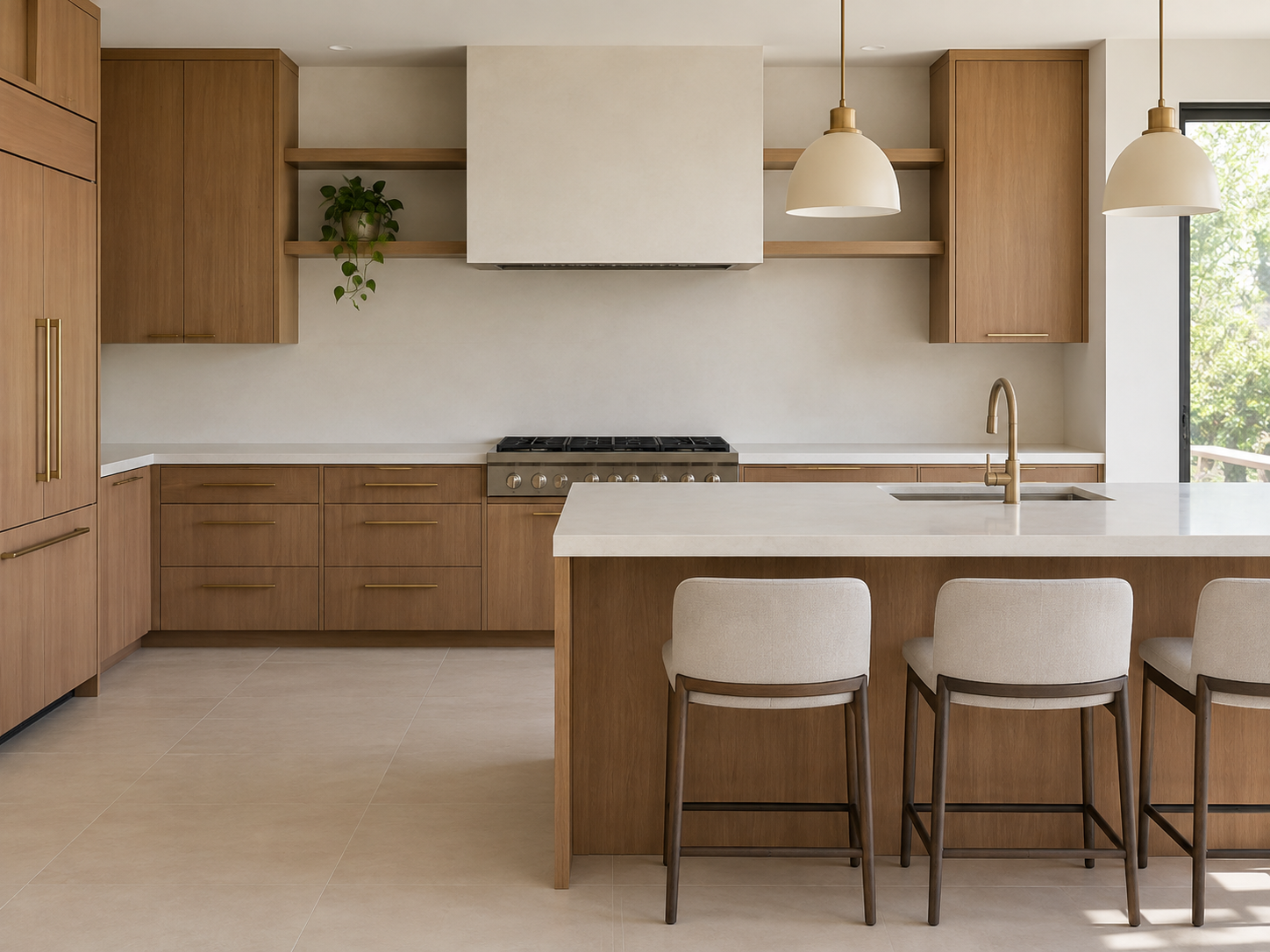 Warm oak contemporary kitchen