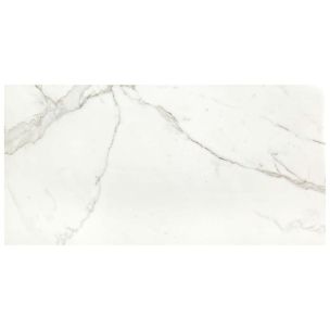 White Calacatta marble-look porcelain with gray veining